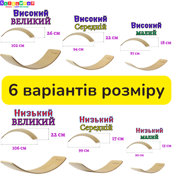 Дерев'яний Баланс борд із захистом для пальців - Рокерборд - Високий - Малий розмір - Помаранчевий колір фетру - Для дітей і дорослих B02071 фото